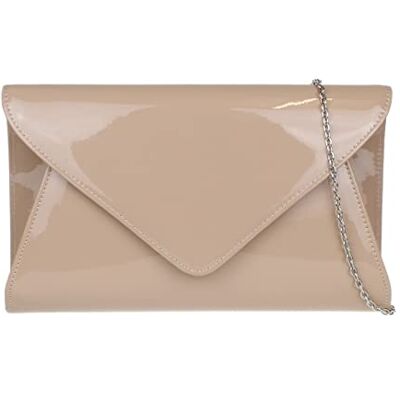 Girly Handbags Avondtas voor dames van kunstleer, gelakt, effen, NUDE 31 x 19 x 6 cm Girly Handbags Avondtas voor dames van kunstleer, gelakt, effen, NUDE 31 x 19 x 6 cm