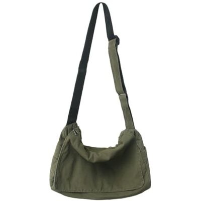 AUXDIQ Canvas crossbody tas voor dames, canvas schoudertas esthetische messenger bag hobo tote tas, Groen, informeel AUXDIQ Canvas crossbody tas voor dames, canvas schoudertas esthetische messenger bag hobo tote tas, Groen, informeel