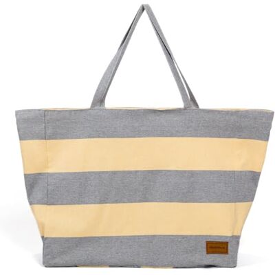 MOMOMUS Grote strandtas XXL of grote boodschappentas voor dames – omkeerbaar, gestreept en ruim design – 50 x 40 cm, asgrijs – sandalen, 50 x 40 x 17 cm MOMOMUS Grote strandtas XXL of grote boodschappentas voor dames – omkeerbaar, gestreept en ruim design – 50 x 40 cm, asgrijs – sandalen, 50 x 40 x 17 cm