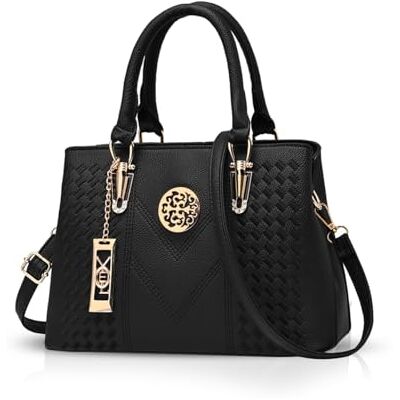 NICOLE & DORIS Dames Handtassen Elegante Schoudertas Rits Handtassen Handtassen Tote Schoudertassen Dames PU Lederen Tas, Zwart, L, Handtas NICOLE & DORIS Dames Handtassen Elegante Schoudertas Rits Handtassen Handtassen Tote Schoudertassen Dames PU Lederen Tas, Zwart, L, Handtas