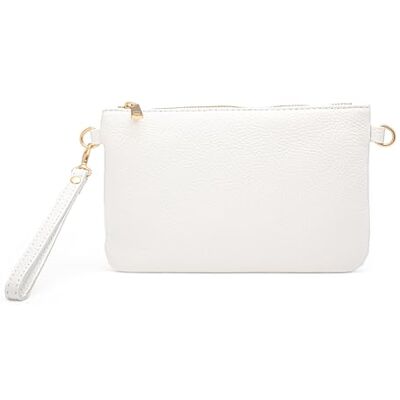 Mauro Pelletteria Damestas met schouderriem, clutch tas voor dames, elegant, van zacht echt leer, gemaakt in Italië, polstas, model Mya, Wit. 690 cm³ Mauro Pelletteria Damestas met schouderriem, clutch tas voor dames, elegant, van zacht echt leer, gemaakt in Italië, polstas, model Mya, Wit. 690 cm³