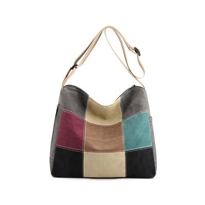 CORIOS Schoudertassen Canvas Schoudertas Dames Meerkleurige Schoudertas Grote Casual Handtas Boodschappentas Hobo Multifunctionele Boodschappentas Winkelen Werk Tas Tote, grijs. 35cm x 12cm x 30cm CORIOS Schoudertassen Canvas Schoudertas Dames Meerkleurige Schoudertas Grote Casual Handtas Boodschappentas Hobo Multifunctionele Boodschappentas Winkelen Werk Tas Tote, grijs. 35cm x 12cm x 30cm