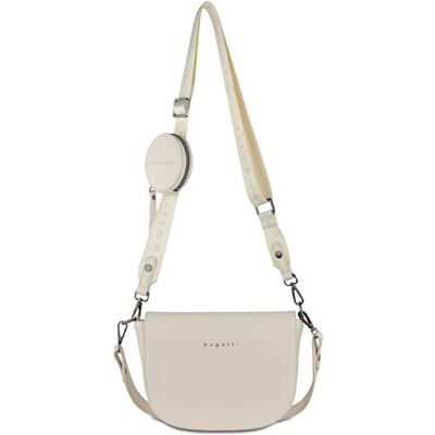bugatti Almata schoudertas voor dames, schoudertas van hoogwaardig kunstleer, Beige, M, Modern bugatti Almata schoudertas voor dames, schoudertas van hoogwaardig kunstleer, Beige, M, Modern