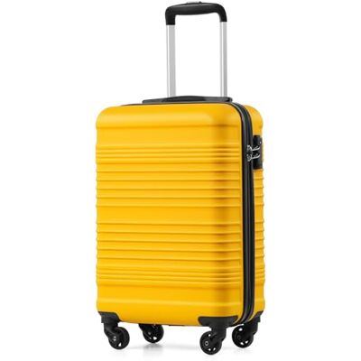 Coolife Handbagage 55 x 35 x 20 cm voor luchtvaartmaatschappijen Ryanair lichte handbagage met TSA-slot en 4 zwenkwielen, Geel-zwart, Klassiek Coolife Handbagage 55 x 35 x 20 cm voor luchtvaartmaatschappijen Ryanair lichte handbagage met TSA-slot en 4 zwenkwielen, Geel-zwart, Klassiek