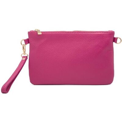 Mauro Pelletteria Damestas met schouderriem, clutch tas voor dames, elegant, van zacht echt leer, gemaakt in Italië, polstas, model Mya, fuchsia 23cm x 15cm x 2cm Mauro Pelletteria Damestas met schouderriem, clutch tas voor dames, elegant, van zacht echt leer, gemaakt in Italië, polstas, model Mya, fuchsia 23cm x 15cm x 2cm