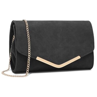 Miss Lulu Elegante Kettingzak Damestas Clutch tas Handtas Bruiloft Avondtasje Meisje (Zwart) Miss Lulu Elegante Kettingzak Damestas Clutch tas Handtas Bruiloft Avondtasje Meisje (Zwart)