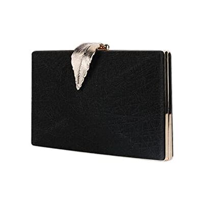 CORIOS Avondtas voor dames, tas met bladgesp, handtassen, schoudertas, bruid, tas, ketting, elegant, schoudertas, clutch voor feest, banket, bruiloft, zwart., L, Stijlvol CORIOS Avondtas voor dames, tas met bladgesp, handtassen, schoudertas, bruid, tas, ketting, elegant, schoudertas, clutch voor feest, banket, bruiloft, zwart., L, Stijlvol
