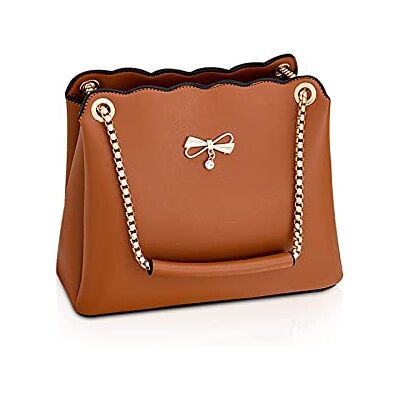 NICOLE & DORIS Handtas voor dames, schoudertas, kleine tas van PU-leer, modieus, damestas, ketting, tas, boodschappentas, bruin, L, elegant NICOLE & DORIS Handtas voor dames, schoudertas, kleine tas van PU-leer, modieus, damestas, ketting, tas, boodschappentas, bruin, L, elegant