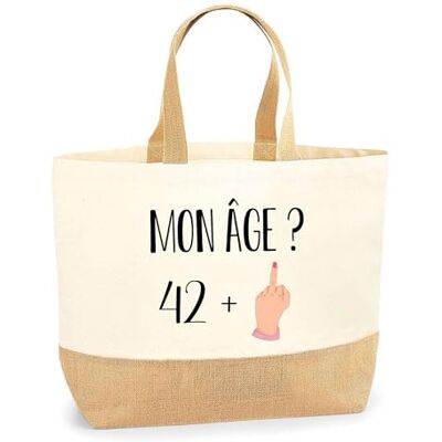 Planetee Tas voor 43 jaar, verjaardag, My Age dames, strandtas, winkelen, katoen en jute, cadeau-idee, beige, Beige Planetee Tas voor 43 jaar, verjaardag, My Age dames, strandtas, winkelen, katoen en jute, cadeau-idee, beige, Beige