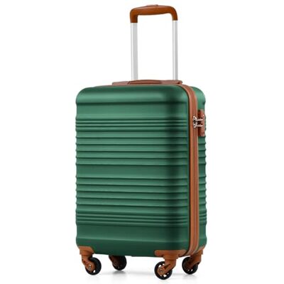 Coolife Handbagage 55 x 35 x 20 cm voor luchtvaartmaatschappijen Ryanair lichte handbagage met TSA-slot en 4 zwenkwielen, groen-bruin, Klassiek Coolife Handbagage 55 x 35 x 20 cm voor luchtvaartmaatschappijen Ryanair lichte handbagage met TSA-slot en 4 zwenkwielen, groen-bruin, Klassiek