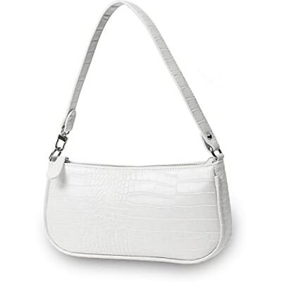 CAMILIFE Chique Crossbody Tas Gedrukt Crocodile Mini Handtas Retro Wit CAMILIFE Chique Crossbody Tas Gedrukt Crocodile Mini Handtas Retro Wit