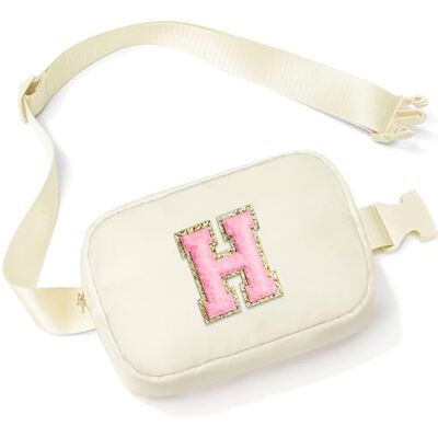 Parima Gepersonaliseerde heuptas voor dames, heuptas met gouden ritssluiting met initiaal, kleine verstelbare nylon heuptas, H beige., Eén maat, tas organizer Parima Gepersonaliseerde heuptas voor dames, heuptas met gouden ritssluiting met initiaal, kleine verstelbare nylon heuptas, H beige., Eén maat, tas organizer