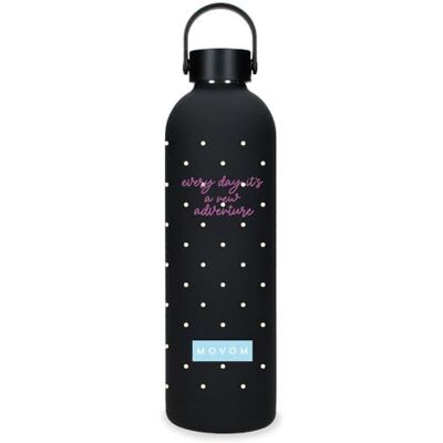 MOVOM Enjoy Roestvrijstalen fles, zwart, 7 x 26,5 x 7 cm, roestvrij staal, zwart, Talla única, roestvrijstalen fles MOVOM Enjoy Roestvrijstalen fles, zwart, 7 x 26,5 x 7 cm, roestvrij staal, zwart, Talla única, roestvrijstalen fles