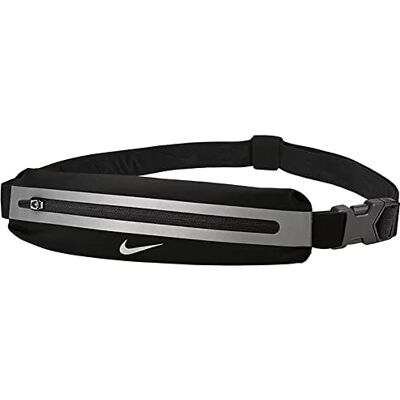 Nike Uniseks Slim 3 heuptas voor volwassenen, 082, zwart/zilver, één maat Nike Uniseks Slim 3 heuptas voor volwassenen, 082, zwart/zilver, één maat
