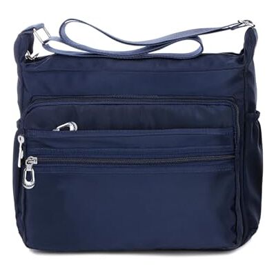 NOTAG Schoudertas voor dames, nylon, licht, waterdicht, meerdere zakken, ritssluiting, 2 maten S NOTAG Schoudertas voor dames, nylon, licht, waterdicht, meerdere zakken, ritssluiting, 2 maten S