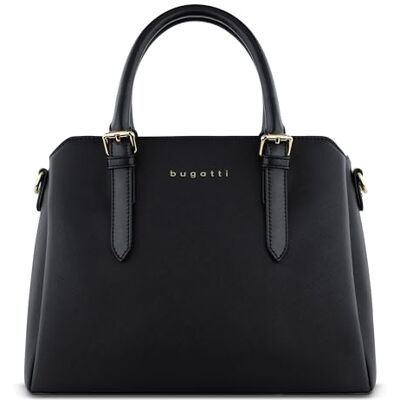 bugatti Ella Dameshandtas, bowlingtas, middelgroot, saffiano-stijl, kunstleer, zwart M bugatti Ella Dameshandtas, bowlingtas, middelgroot, saffiano-stijl, kunstleer, zwart M
