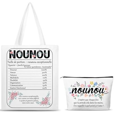 SAKNYUFO Totebag Nanny, Tote Bag met Kleine Zakje, Set van 2 Katoenen Tassen Tote Bag Dames Stoffen Tas Zak 22 x 15 x 1 cm SAKNYUFO Totebag Nanny, Tote Bag met Kleine Zakje, Set van 2 Katoenen Tassen Tote Bag Dames Stoffen Tas Zak 22 x 15 x 1 cm