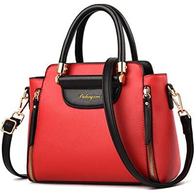 NICOLE & DORIS Handtassen Dames Kleine Schoudertas Elegante Schoudertas PU Leer Schoudertas Meerkleurige Crossbody Tas Klassieke Handtas Top Handvat, Rood, L, Elegant NICOLE & DORIS Handtassen Dames Kleine Schoudertas Elegante Schoudertas PU Leer Schoudertas Meerkleurige Crossbody Tas Klassieke Handtas Top Handvat, Rood, L, Elegant