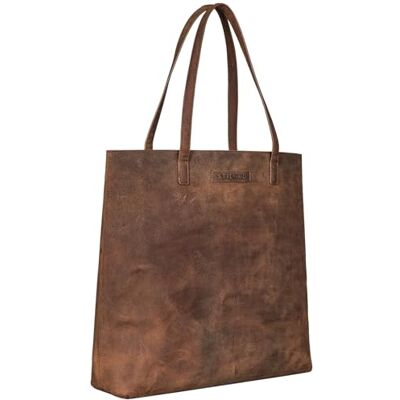 STILORD Carlotta Elegante shopper van leer voor dames, handtas en schoudertas, vintage, echt leer, kleur: zwart, Avani bruin, M, Strandtas STILORD Carlotta Elegante shopper van leer voor dames, handtas en schoudertas, vintage, echt leer, kleur: zwart, Avani bruin, M, Strandtas