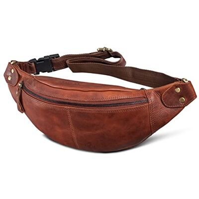 ROYALZ Heuptas "Miami" leer voor dames en heren Uniseks Vintage look Borstzak Cross Body Bag, Roma Cognac Bruin, M ROYALZ Heuptas "Miami" leer voor dames en heren Uniseks Vintage look Borstzak Cross Body Bag, Roma Cognac Bruin, M
