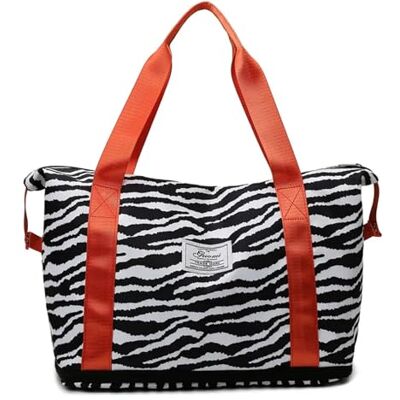 LYHYDMA Sac de voyage grande capacité impression sac de voyage femme imperméable bagage fourre-tout sac à main sac de sport sac de week-end sac à bandoulière, Motif zèbre, One Size LYHYDMA Sac de voyage grande capacité impression sac de voyage femme imperméable bagage fourre-tout sac à main sac de sport sac de week-end sac à bandoulière, Motif zèbre, One Size
