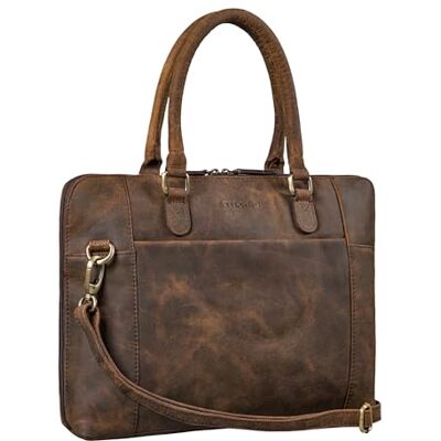 STILORD 'Latoya' Zakelijke tas voor dames, leer, vintage schooltas, schoudertas, aktetas, voor laptop, 13,3 inch, echt leer, Colorado bruin, L, koffer STILORD 'Latoya' Zakelijke tas voor dames, leer, vintage schooltas, schoudertas, aktetas, voor laptop, 13,3 inch, echt leer, Colorado bruin, L, koffer