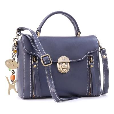 Tigi Middelgrote schoudertas voor dames van leer Middelgrote handtas met verstelbare schouderriem Meerdere zakken Athena, Blauw, M M Tigi Middelgrote schoudertas voor dames van leer Middelgrote handtas met verstelbare schouderriem Meerdere zakken Athena, Blauw, M M