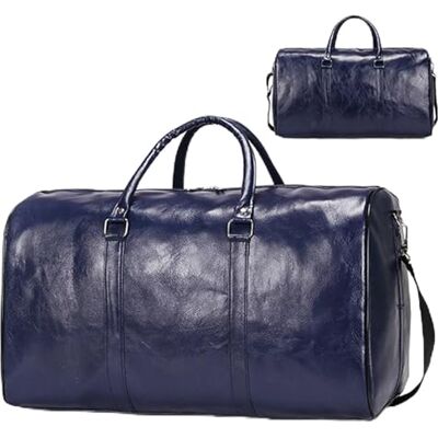 DKJAHSEK Grand sac de voyage en cuir Grand sac de fitness indépendant Bagage à bandoulière Pour femme et homme Valise d'affaires en polyuréthane, bleu, One Size DKJAHSEK Grand sac de voyage en cuir Grand sac de fitness indépendant Bagage à bandoulière Pour femme et homme Valise d'affaires en polyuréthane, bleu, One Size