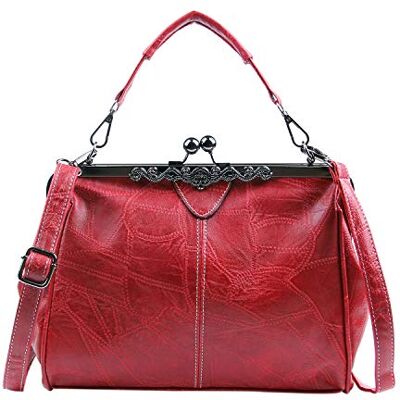 LUI SUI Retro handtas voor vrouwen, PU-lederen tas, vintage tas met handvat, tas met handvat, crossbody schoudertas voor dames LUI SUI Retro handtas voor vrouwen, PU-lederen tas, vintage tas met handvat, tas met handvat, crossbody schoudertas voor dames