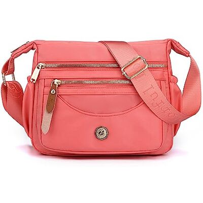 FANDARE Ultralichte schoudertas voor dames met brede verstelbare riem en schoudertas voor outdoor, training, reizen, winkelen, dagelijks gebruik, roze, L, vintage FANDARE Ultralichte schoudertas voor dames met brede verstelbare riem en schoudertas voor outdoor, training, reizen, winkelen, dagelijks gebruik, roze, L, vintage
