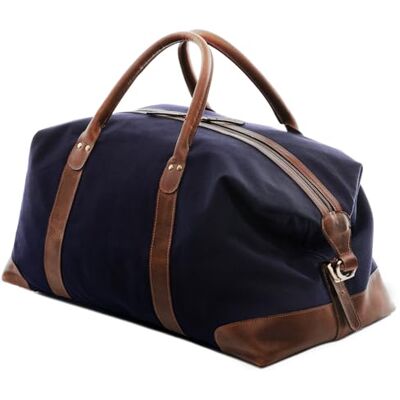 SID & VAIN Lennox XL reistas van echt leer Grote sporttas Weekender handtas met schouderriem Handgemaakte leren tas voor dames en heren, Blauw-Tan, Reistas SID & VAIN Lennox XL reistas van echt leer Grote sporttas Weekender handtas met schouderriem Handgemaakte leren tas voor dames en heren, Blauw-Tan, Reistas