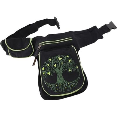 GURU SHOP Goa heuptas van stof, uniseks, volwassenen, 28 x 20 x 4 cm, Tree of Life zwart/groen, één maat, casual GURU SHOP Goa heuptas van stof, uniseks, volwassenen, 28 x 20 x 4 cm, Tree of Life zwart/groen, één maat, casual