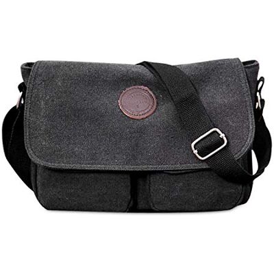 FANDARE Schoudertas Canvas Schoudertas Unisex Schoudertassen 7,9 Inch iPad Messenger Bag Briefcase Heren/Vrouwen Sporttas Werk School Schooltas, Zwart, L FANDARE Schoudertas Canvas Schoudertas Unisex Schoudertassen 7,9 Inch iPad Messenger Bag Briefcase Heren/Vrouwen Sporttas Werk School Schooltas, Zwart, L