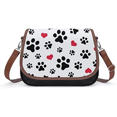 LafalPer Dames Handtas Lederen Schoudertas Bedrukte Schoudertassen Originele Designer Elegante Hondenpoot Afdrukken, Kleur 2, 31 × 11 × 22 cm, Kleur: zwart. LafalPer Dames Handtas Lederen Schoudertas Bedrukte Schoudertassen Originele Designer Elegante Hondenpoot Afdrukken, Kleur 2, 31 × 11 × 22 cm, Kleur: zwart.