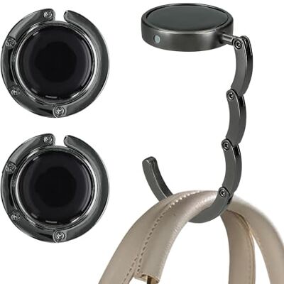 kwmobile 2 handtashouders voor tafel, gadget, handtas voor tafel, kantoor, metalen haakhouder, opvouwbaar, zilverkleurig, Mat zwart, Minimalistisch kwmobile 2 handtashouders voor tafel, gadget, handtas voor tafel, kantoor, metalen haakhouder, opvouwbaar, zilverkleurig, Mat zwart, Minimalistisch