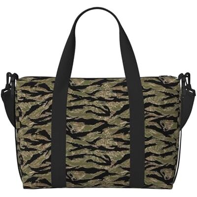 LIXLZH Tijgerstreep Camouflage Print Weekend Tas Sporttas Ziekenhuistas Persoonlijke Reistas Handtas, Zwart, One Size LIXLZH Tijgerstreep Camouflage Print Weekend Tas Sporttas Ziekenhuistas Persoonlijke Reistas Handtas, Zwart, One Size