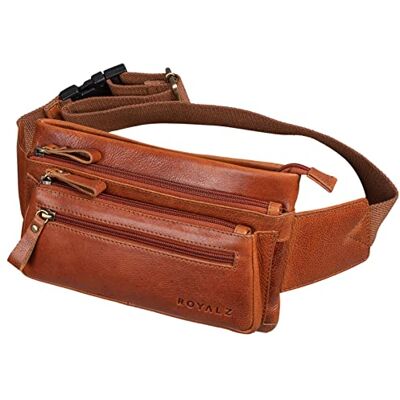 ROYALZ Vegas' Platte leren heuptas voor dames en heren Vintage 5 vakken Retro Borstzak, Texas bruin, M ROYALZ Vegas' Platte leren heuptas voor dames en heren Vintage 5 vakken Retro Borstzak, Texas bruin, M