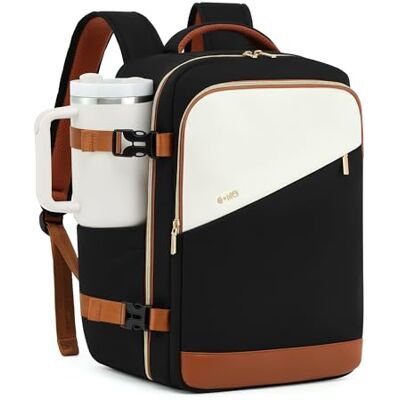 Coolife EasyJet Reisrugzak, cabine, 45 x 36 x 20 cm, voor dames en heren, zwart + beige + bruin, Klassiek Coolife EasyJet Reisrugzak, cabine, 45 x 36 x 20 cm, voor dames en heren, zwart + beige + bruin, Klassiek
