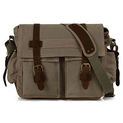 FANDARE Nieuwe Retro Schoudertassen Messenger Bag Schoudertas 14 Inch Laptop Briefcase Mannen Vrouwen Sporttas Werk School Satchel Canvas, Legergroen, L, Messenger Bag FANDARE Nieuwe Retro Schoudertassen Messenger Bag Schoudertas 14 Inch Laptop Briefcase Mannen Vrouwen Sporttas Werk School Satchel Canvas, Legergroen, L, Messenger Bag