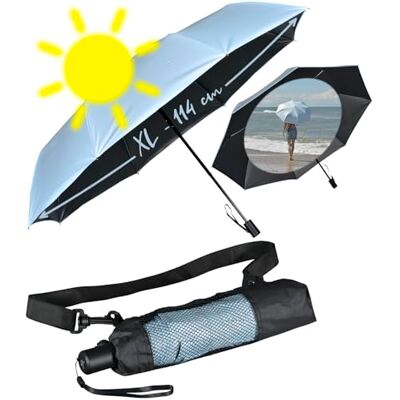 iX-brella XXL zakparaplu met schoudertas, Blauw/zwart UV- en hittebescherming, Zakparaplu XXL iX-brella XXL zakparaplu met schoudertas, Blauw/zwart UV- en hittebescherming, Zakparaplu XXL