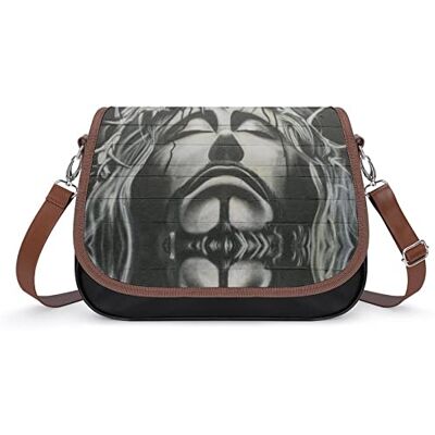 LafalPer Schoudertas, bedrukt, voor dames, klassiek, messenger crossbody tas, modieus, elegant, bloemenmotief, Kleur: zwart/bruin,, 31×11×22cm LafalPer Schoudertas, bedrukt, voor dames, klassiek, messenger crossbody tas, modieus, elegant, bloemenmotief, Kleur: zwart/bruin,, 31×11×22cm
