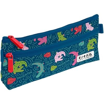 Grafoplás Plat schooletui, 2 vakken, 23 x 10 cm, collectie Alligator by Elena Corredoira, vakken met ritssluiting, handgrepen om gemakkelijk te openen, schoolmateriaal, blauw, 23 x 10 x 4 cm Grafoplás Plat schooletui, 2 vakken, 23 x 10 cm, collectie Alligator by Elena Corredoira, vakken met ritssluiting, handgrepen om gemakkelijk te openen, schoolmateriaal, blauw, 23 x 10 x 4 cm