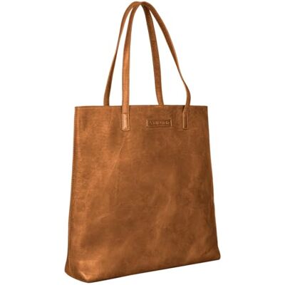 STILORD Carlotta Elegante shopper van leer voor dames, handtas en schoudertas, vintage, echt leer, kleur: zwart, Tropica bruin, Strandtas STILORD Carlotta Elegante shopper van leer voor dames, handtas en schoudertas, vintage, echt leer, kleur: zwart, Tropica bruin, Strandtas