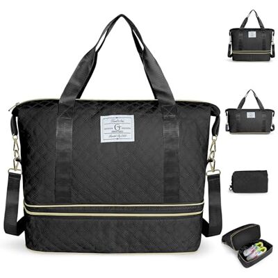 Geestock Reistas voor dames, sporttas, weekendtas, handtas met schoenenvak, lichte kliniektas, zwangerschapstas, duffeltas voor vliegtuig, sportschool, reizen, zwart, zwart Geestock Reistas voor dames, sporttas, weekendtas, handtas met schoenenvak, lichte kliniektas, zwangerschapstas, duffeltas voor vliegtuig, sportschool, reizen, zwart, zwart