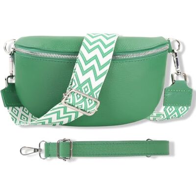 Blade Heuptas voor dames van echt leer, elegante heuptas voor dames met 2 afneembare en verstelbare riemen met patroon en leer, schoudertas voor dames, borsttas, Groen-2 Blade Heuptas voor dames van echt leer, elegante heuptas voor dames met 2 afneembare en verstelbare riemen met patroon en leer, schoudertas voor dames, borsttas, Groen-2