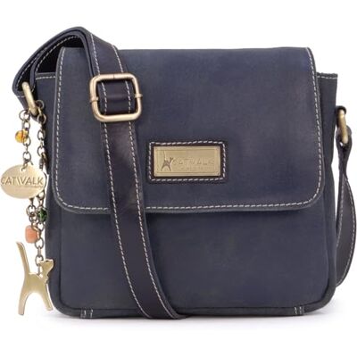 Tigi Kleine schoudertas voor dames van oud leer Boodschappentas Messenger Bag met verstelbare schouderriem SABINE S Blauw S Tigi Kleine schoudertas voor dames van oud leer Boodschappentas Messenger Bag met verstelbare schouderriem SABINE S Blauw S