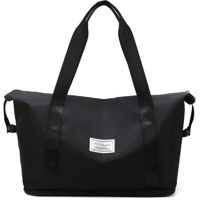 Luminexia Weekendtas voor dames, nachttas, reistas, sporttas, waterdichte draagtas, reistas (42 x 21 x 30 cm), zwart. Luminexia Weekendtas voor dames, nachttas, reistas, sporttas, waterdichte draagtas, reistas (42 x 21 x 30 cm), zwart.