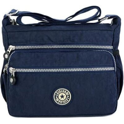 MINGZE Schoudertas voor dames, spatwaterdicht, meerdere zakken, casual stijl, blauw MINGZE Schoudertas voor dames, spatwaterdicht, meerdere zakken, casual stijl, blauw