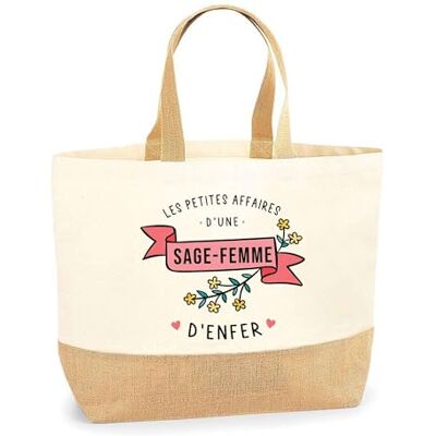 Planetee Zaken van een verloskundige strandtas voor winkelen, katoen en jute, cadeau-idee voor dames L Planetee Zaken van een verloskundige strandtas voor winkelen, katoen en jute, cadeau-idee voor dames L