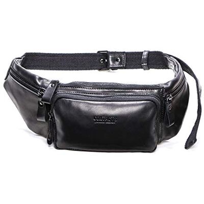 FANDARE Leren heuptas voor heren, sporttas, schoudertas, waterdicht, sling-tas, koerierstas voor feest, reizen, hardlopen, zwart., L FANDARE Leren heuptas voor heren, sporttas, schoudertas, waterdicht, sling-tas, koerierstas voor feest, reizen, hardlopen, zwart., L